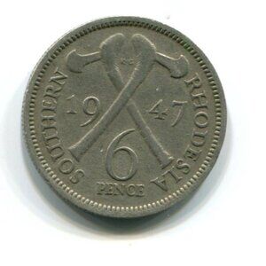 1947 Southern Rhodesia 6p Coin (b757-28)